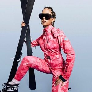 ASOS belted tie dye ski suit fitted